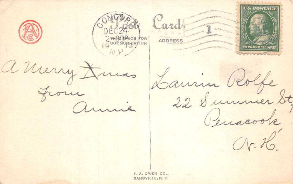 Christmas Greetings Jester Playing Violin Vintage Postcard AA78618 - Image 2