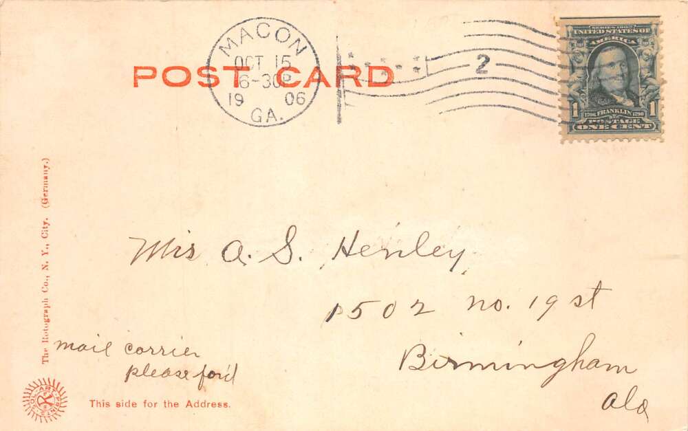 Macon Georgia Wesleyan Female College Scenic View Vintage Postcard AA78650 - Image 2