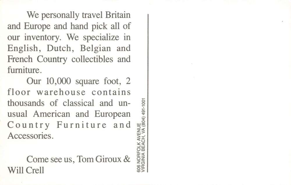 Virginia Beach Virginia British European Antique Importers, Ltd. PC U16376 - Image 2