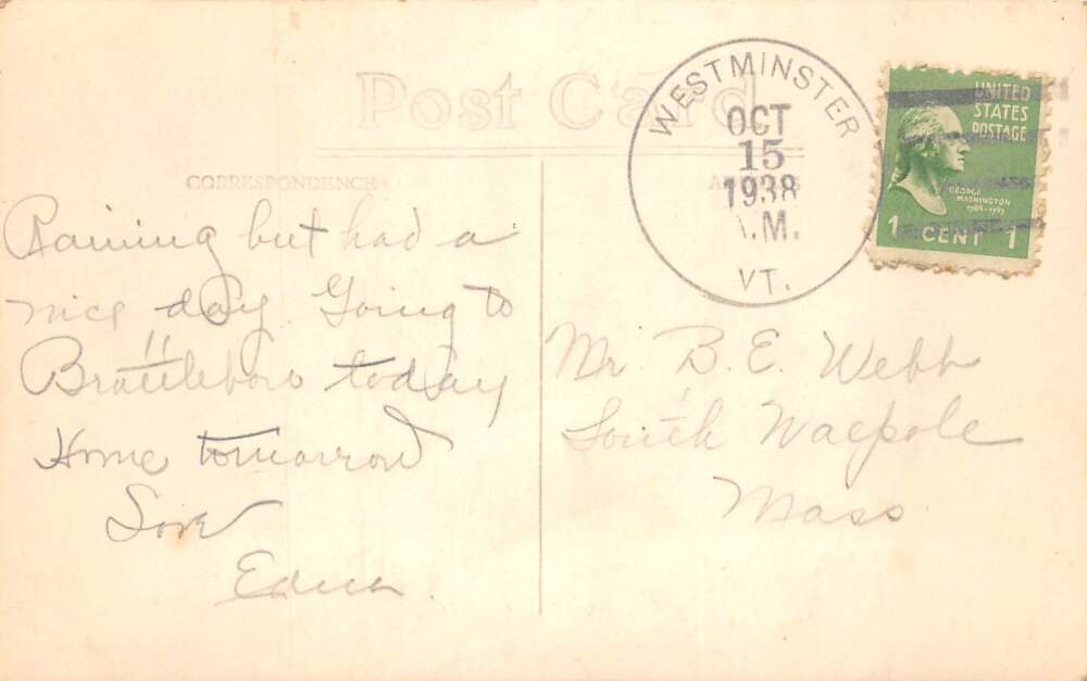 Westminster Vermont Main Street Real Photo Vintage Postcard AA78835 - Image 2