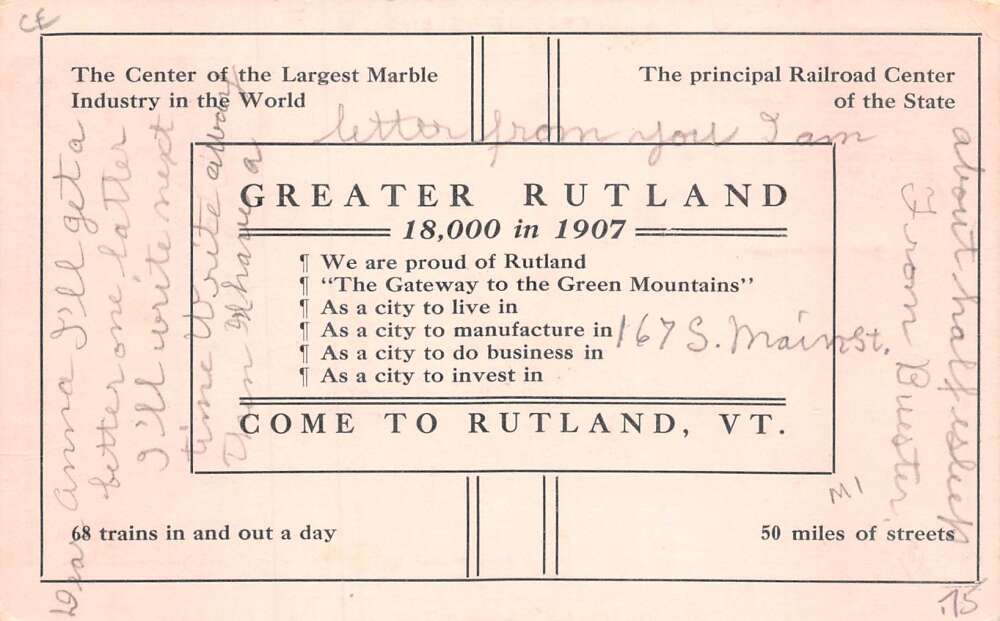 Rutland Vermont Street Scene Business District Vintage Non PC Back AA78887 - Image 2