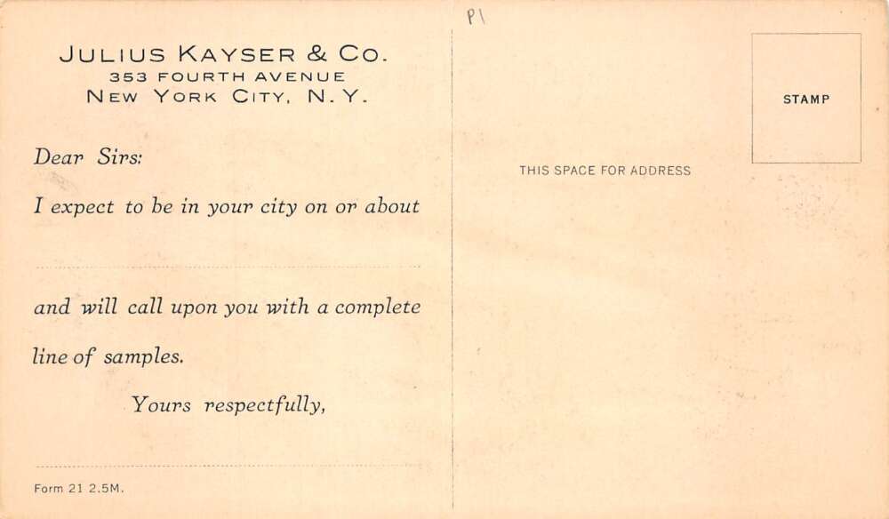 New York City Julius Kayser Factories Vintage Postcard AA79098 - Image 2