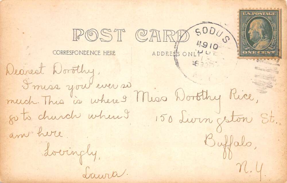 Sodus New York ME Church Real Photo Vintage Postcard AA79146 - Image 2