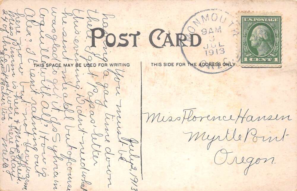 Roseburg Oregon National Bank and Street Scene Vintage Postcard AA79190 - Image 2