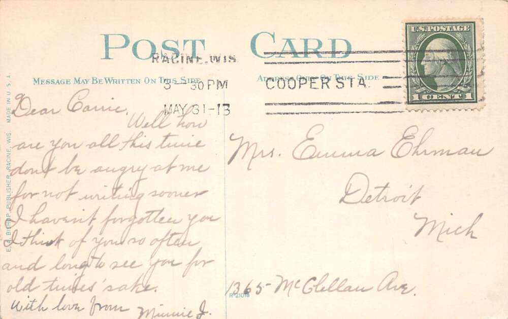 Racine Wisconsin Commercial and Savings Bank Interior Vintage Postcard AA79194 - Image 2