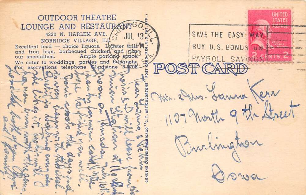 Norridge Village Illinois Outdoor Theatre Lounge and Restaurant PC AA79237 - Image 2