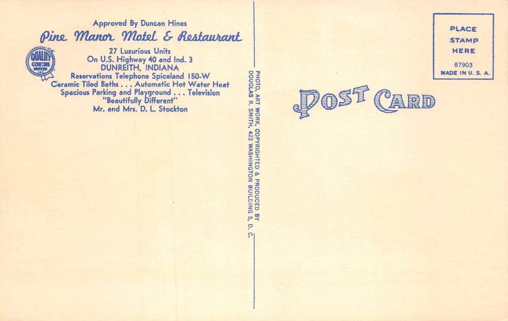 Dunreith Indiana Pine Manor Motel Restaurant Vintage Postcard AA79243 - Image 2
