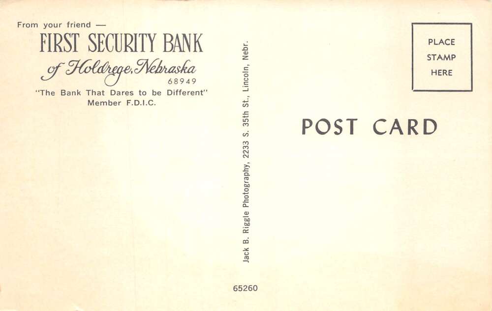 Holdrege Nebraska First Security Bank Vintage Postcard AA79252 - Image 2