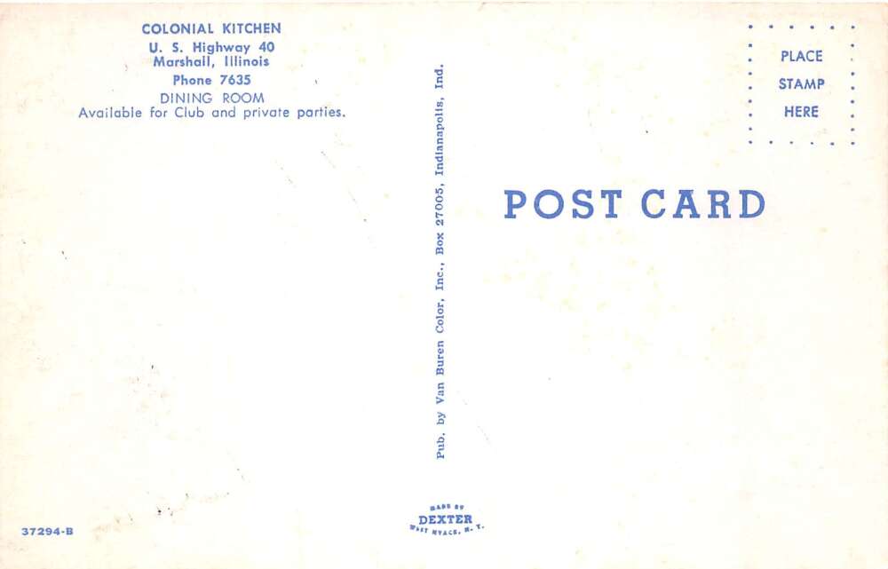 Marshall Illinois Colonial Kitchen Dining Room Vintage Postcard AA79275 - Image 2