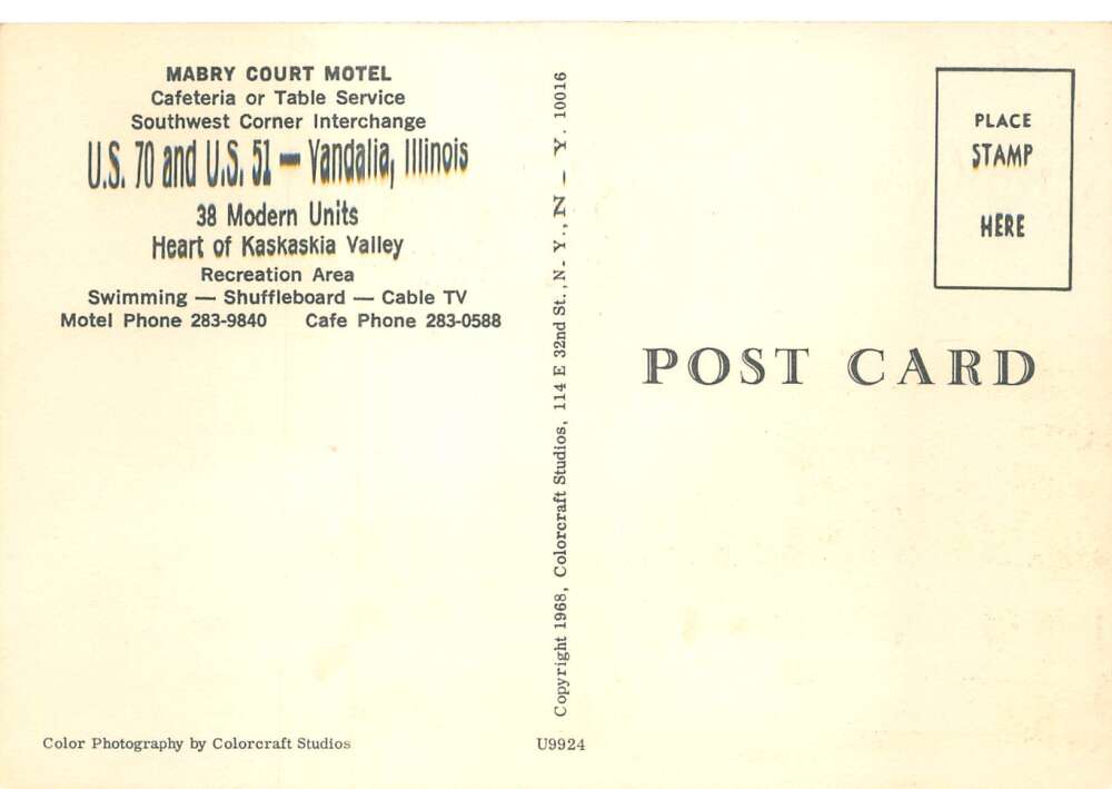 Vandalia Illinois Mabry Court Motel Vintage Postcard AA79285 - Image 2