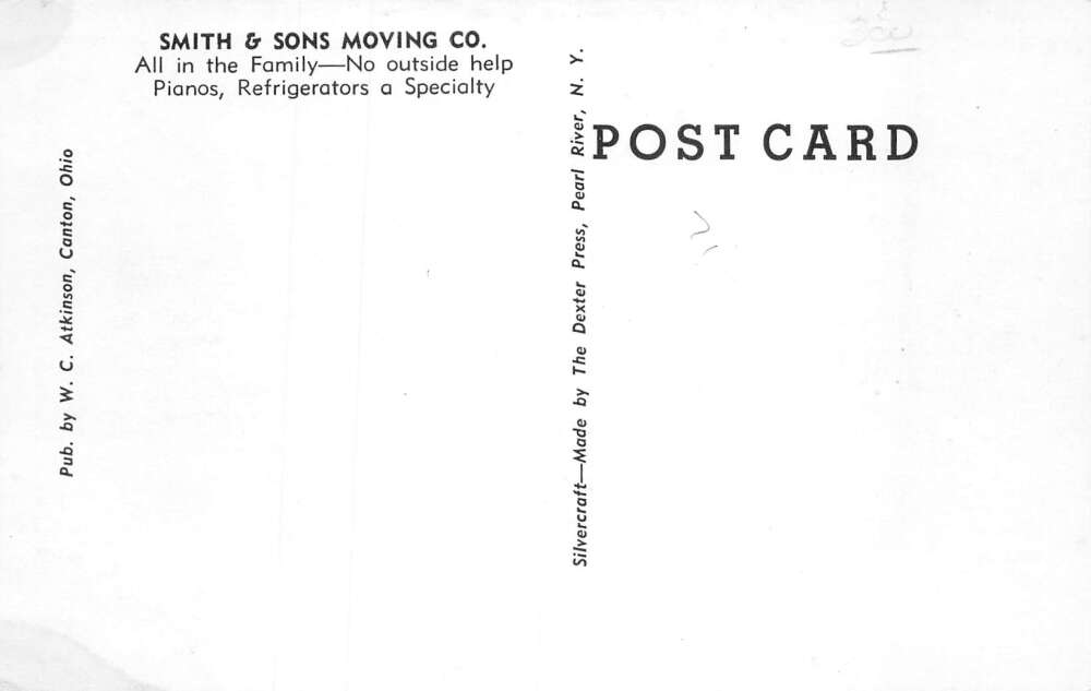 Canton Ohio Smith and Sons Movers Moving Truck Vintage Postcard AA79606 - Image 2