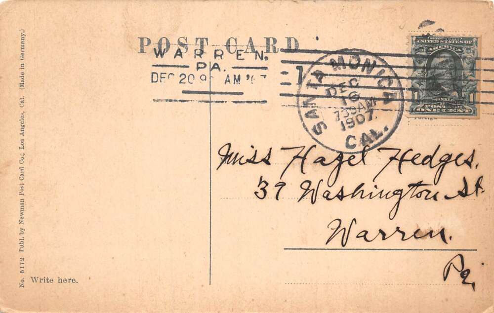 Santa Monica California Beach and Bath House Vintage Postcard AA79930 - Image 2