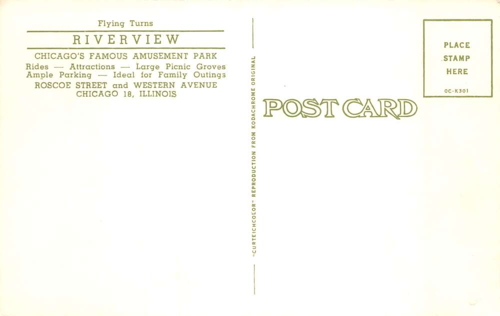 Chicago Illinois Riverview Amusment Park Vintage Postcard AA79938 - Image 2