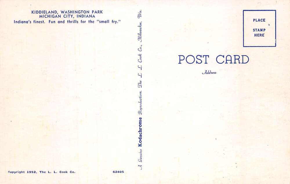 Michigan City Indiana Kiddieland Washington Park Vintage Postcard AA79940 - Image 2