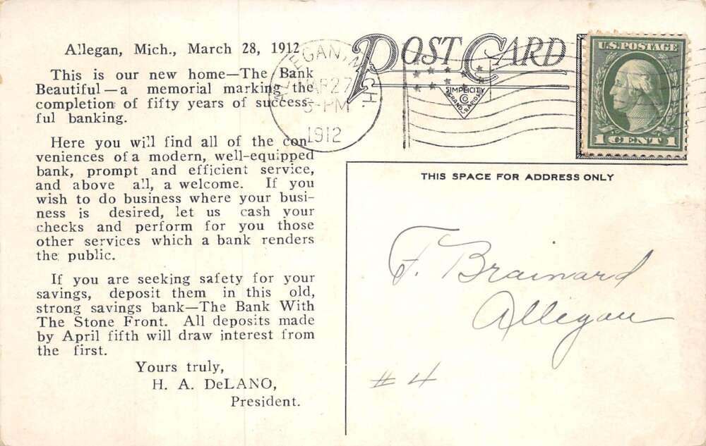 Allegan Michigan State Saving Bank Interior Vintage Postcard AA80023 - Image 2