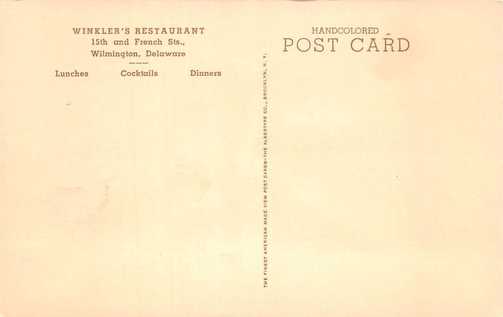Wilmington Delaware Winkley's Restaurant Vintage Postcard AA80059 - Image 2