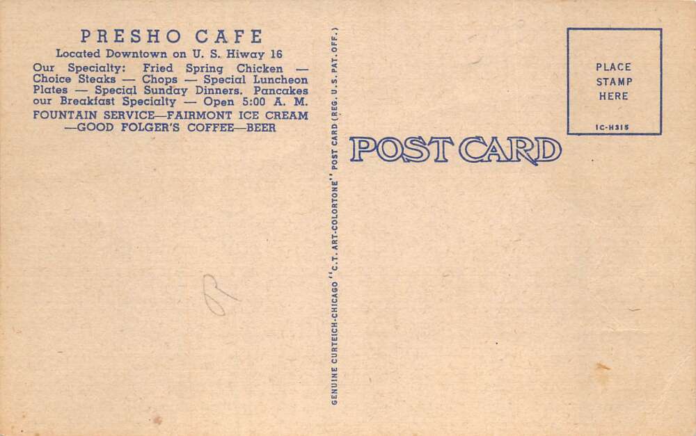 Presho South Dakota Presho Cafe and Dining Room Vintage Postcard AA80110 - Image 2