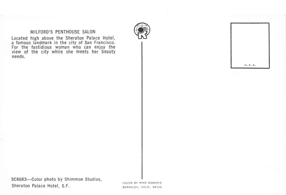 San Francisco California Sheraton Palace Hotel Milford Salon PC AA80273 - Image 2