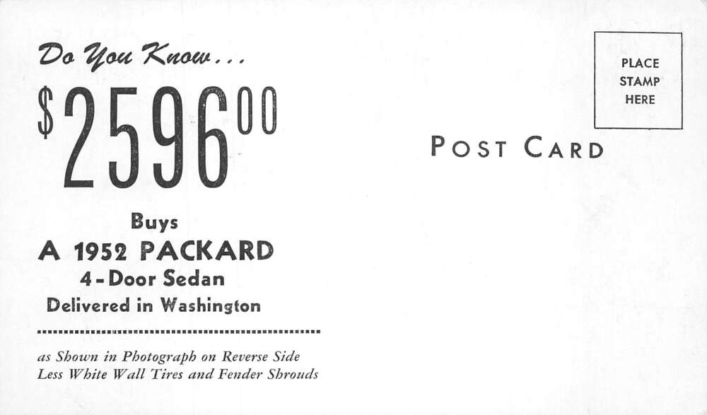 1952 Packard 200 Touring Sedan Car Advertising Vintage Postcard AA80274 - Image 2