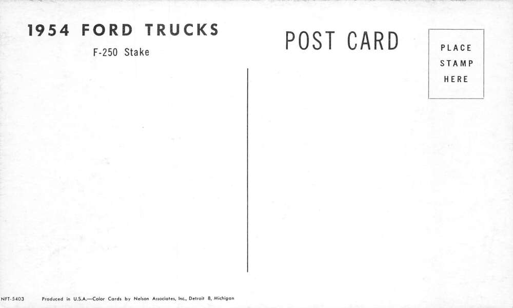 1954 Ford Truck Auto Advertising F250 Stake Truck Vintage Postcard AA80278 - Image 2