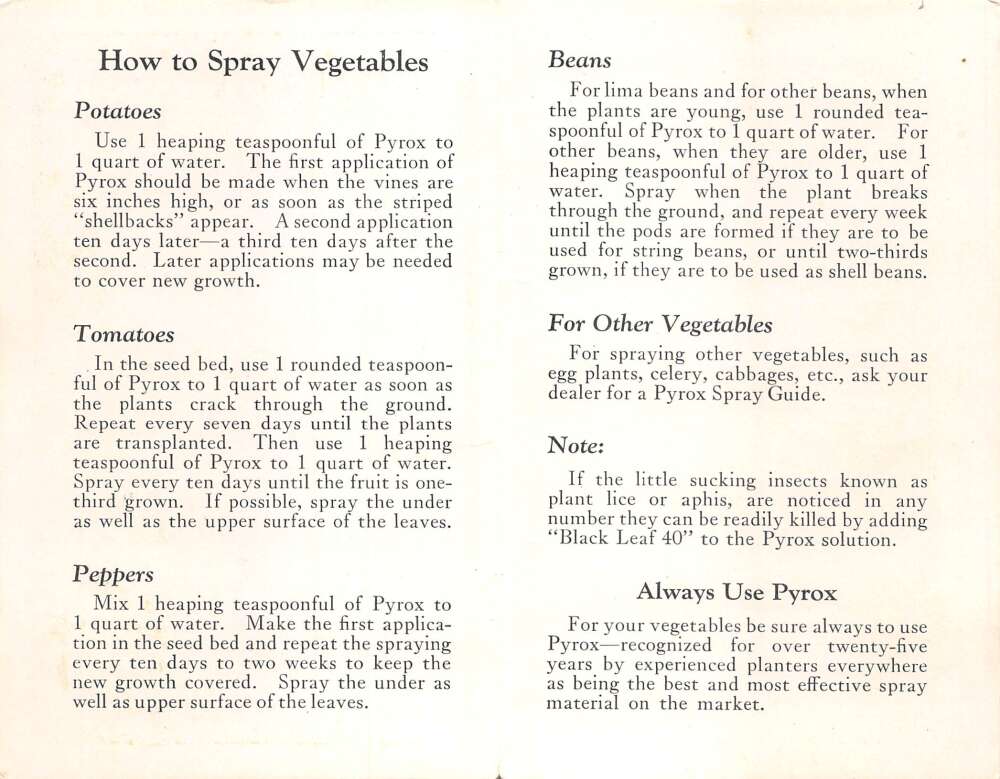 New York Bowker Chemical Co Pyrox Garden Spray Pesticides Ad Non PC AA80292 - Image 2
