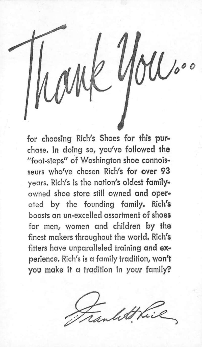 Washington DC Rich's Shoes Advertising Vintage Non PC AA80293 - Image 2