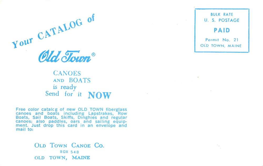 Old Town Maine Boats and Canoes Advertising Vintage Postcard AA80296 - Image 2