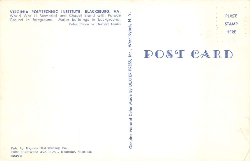 Blacksburg Virginia Virginia Polytechnic Institute, Chrome, Vintage PC U16565 - Image 2