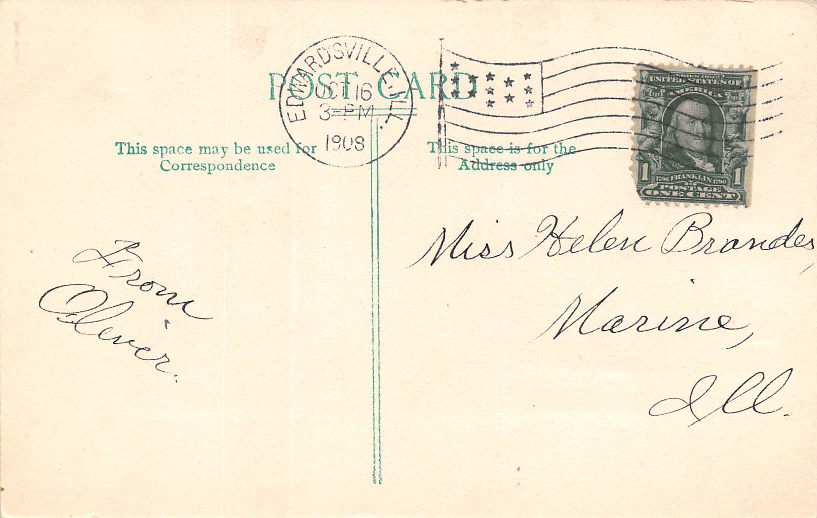 Edwardsville Illinois German Methodist Church, B/W Lithograph Vintage PC U16594 - Image 2