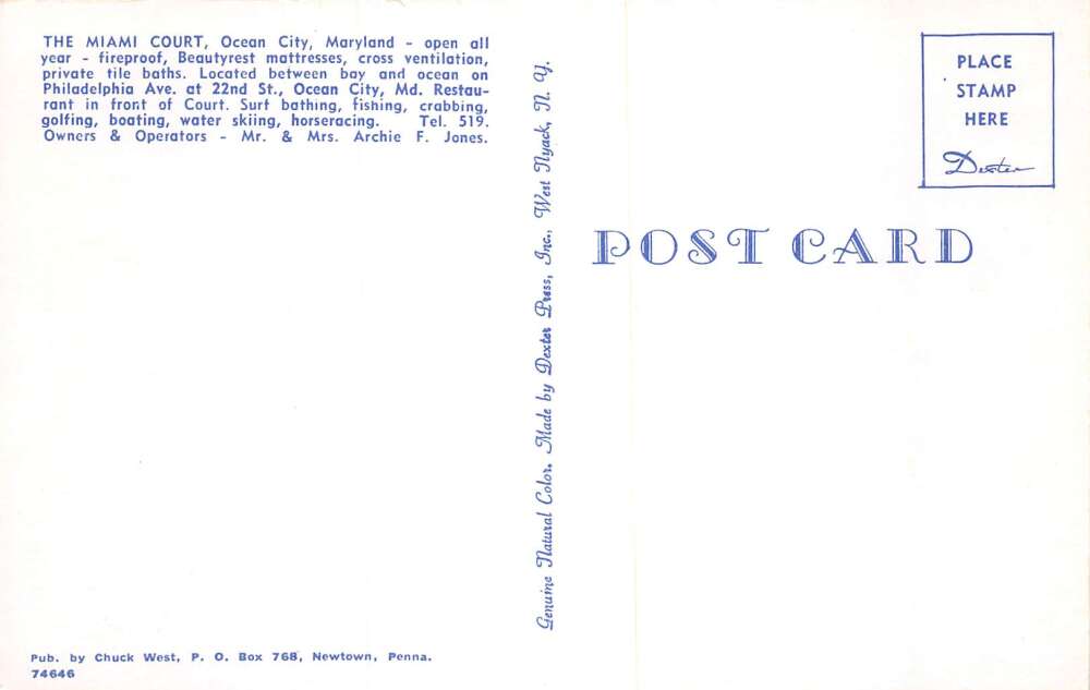 Ocean City Maryland The Miami Court Vintage Postcard AA80336 - Image 2