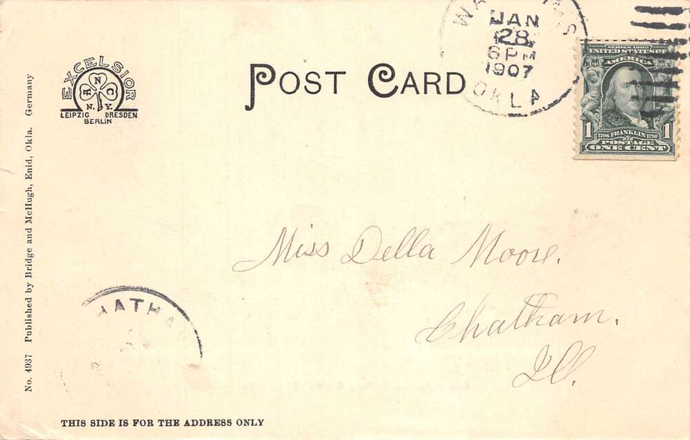 Enid Oklahoma Grand Avenue Looking South Vintage Postcard AA80389 - Image 2