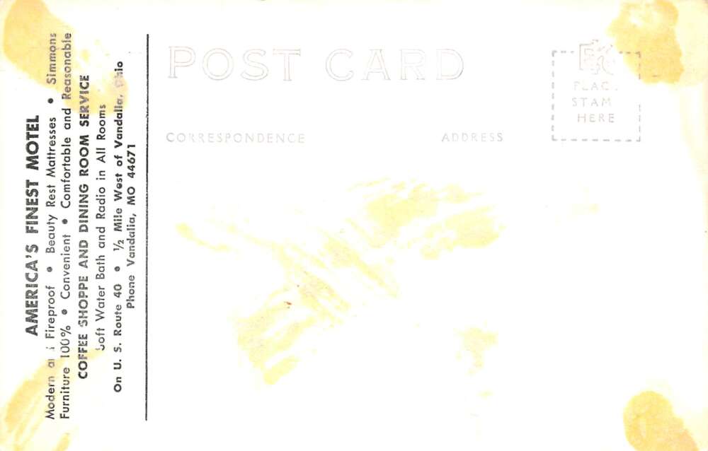 Vandalia Missouri Yendes Motel Real Photo Vintage Postcard AA80861 - Image 2