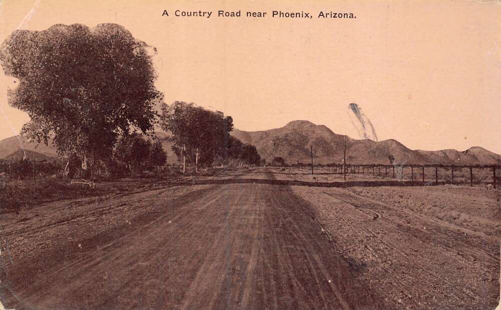 Phoenix Arizona A Country Road, Sepia Tone Lithograph Vintage Postcard U16817