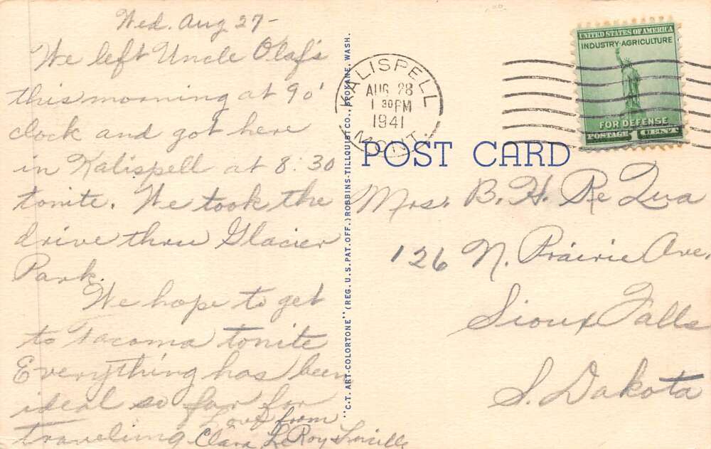 Glacier National Park Montana Native American On Pinto Pony, Linen, PC U16845 - Image 2