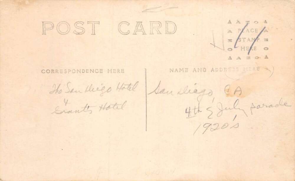 San Diego California July 4th Parade Real Photo Vintage Postcard AA107264 - Image 2