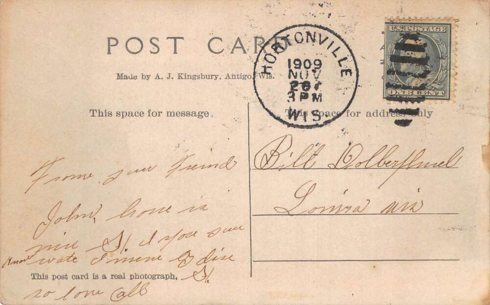 Hortonville Wisconsin Main Street Real Photo Vintage Postcard AA107265 - Image 2