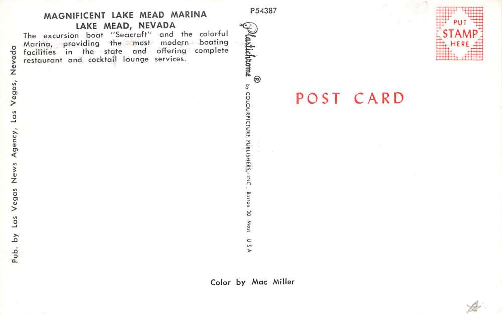 Lake Mead Nevada Lake Mead Marina Excursion Boat Vintage Postcard AA107272 - Image 2