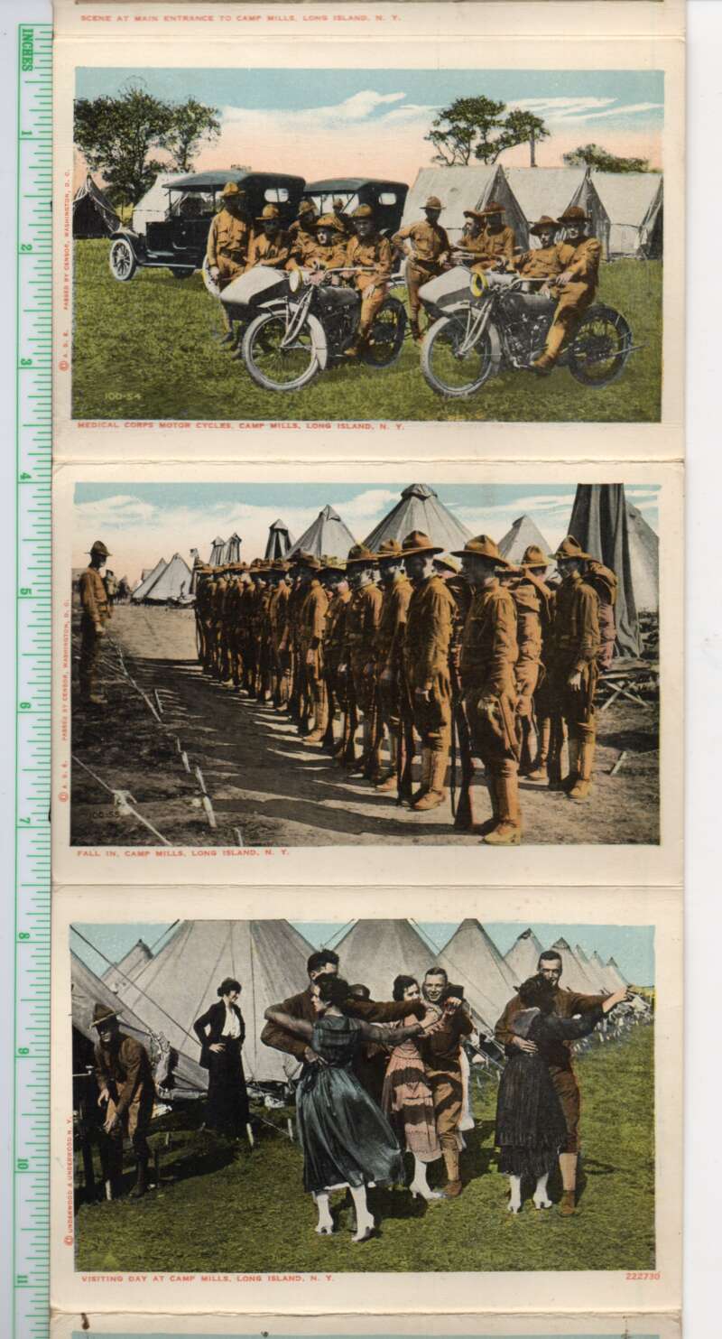 Camp Mills Long Island New York Military Motorcycles Postcard Folder AA107484 - Image 4