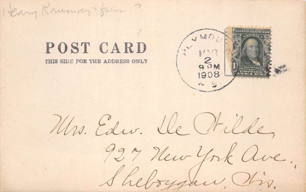 Plymouth Wisconsin Farmhouse Real Photo Vintage Postcard AA107511 - Image 2