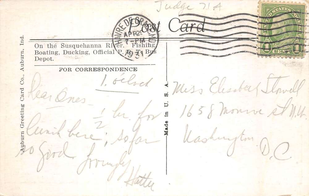 Havre de Grace Maryland Lafayette Hotel PRT Bus Station Vintage Postcard A107782 - Image 2