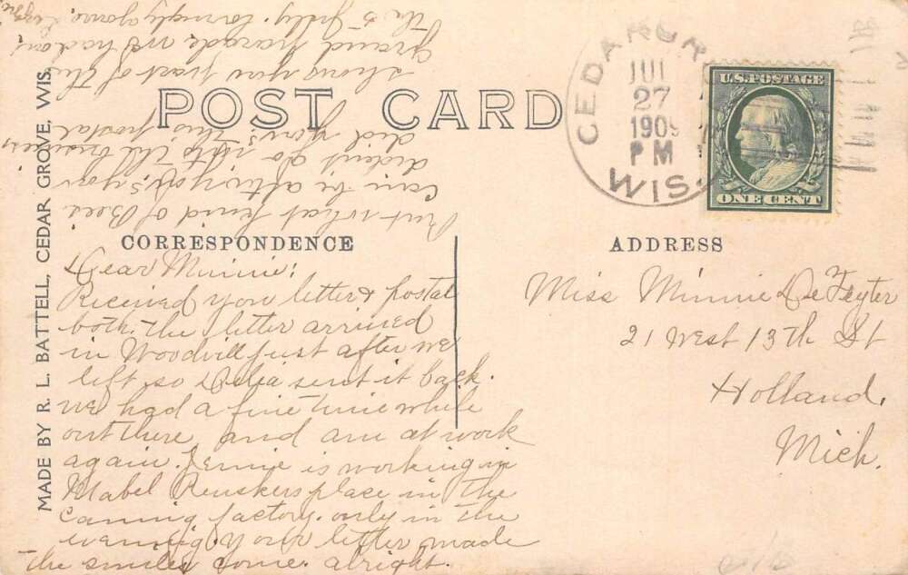 Cedar Grove Wisconsin July 4th Patriotic Parade Real Photo Postcard AA107908 - Image 2