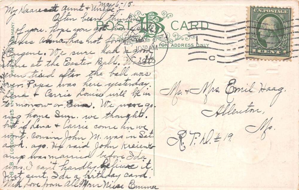 Glad Eyed Sharps Sewing Needles Lonely Bachelor Greetings Postcard AA72507 - Image 2