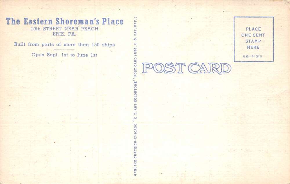 Erie Pennsylvania Eastern Shoreman's Place, Multi-View Linen Vintage PC U11660 - Image 2