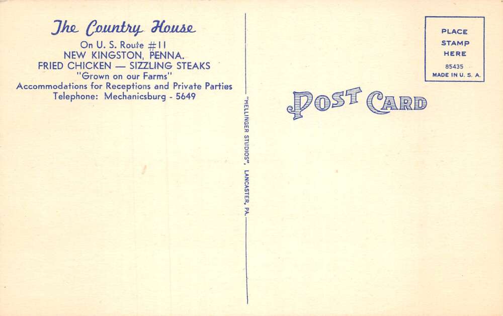 New Kingston Pennsylvania Country House Restaurant, Multi-View Linen PC U11661 - Image 2