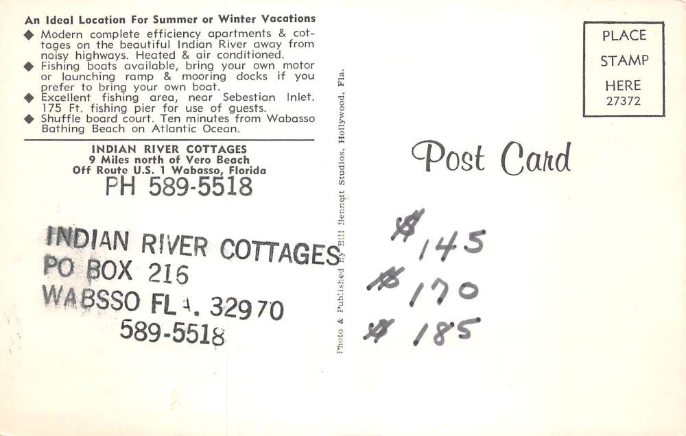 Wabasso Florida Indian River Cottages View from Pier Vintage Postcard AA72561 - Image 2