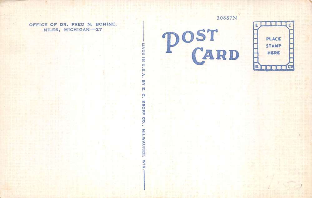 Niles Michigan Dr Fred N Bonnie Office Vintage Postcard AA72612 - Image 2