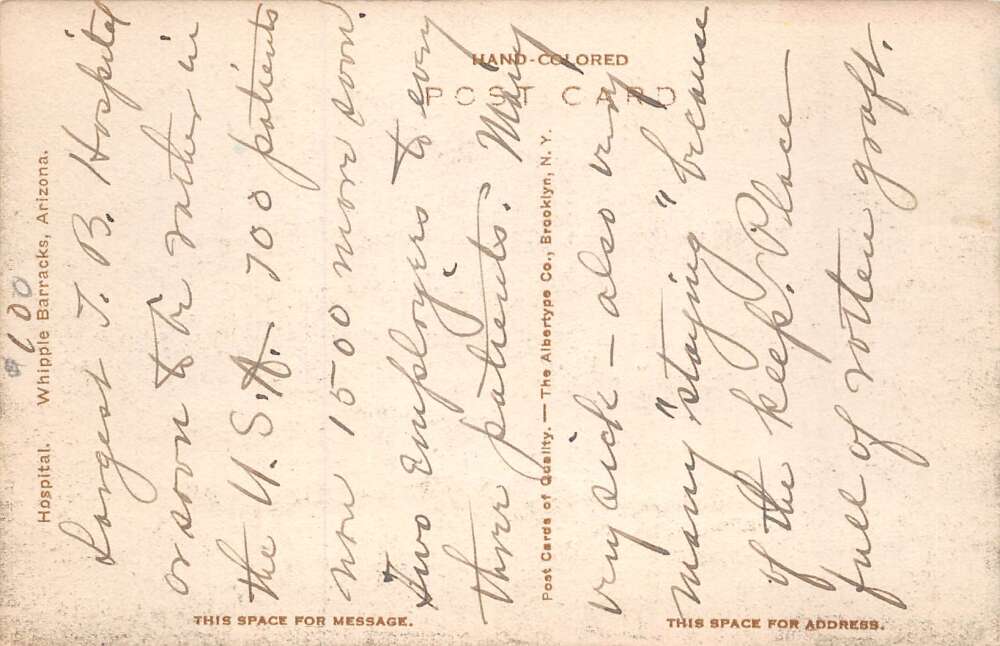 Whipple Barracks Arizona Hospital Birds Eye View Vintage Postcard AA72614 - Image 2