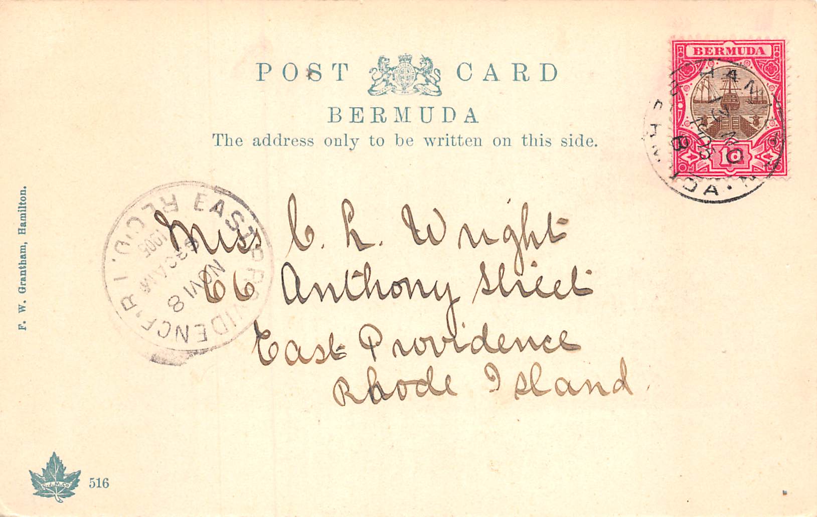 Bermuda Bouganvillier, Undivided Back, Vintage Postcard U11803 - Image 2