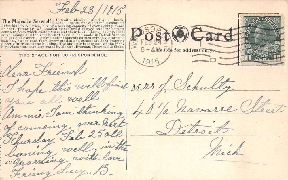 Detroit Michigan The Majestic Servself Restaurant Dining Room Postcard AA72677 - Image 2