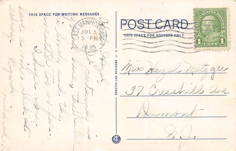 East Hampton Connecticut Sunset On Lake Pocotopaug, White Border, PC U11990 - Image 2